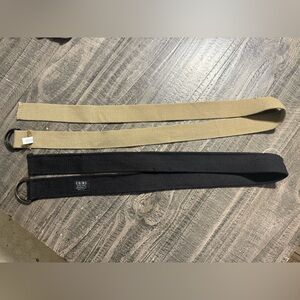Set of 2 Men's Fabric Belts. Tan and Black